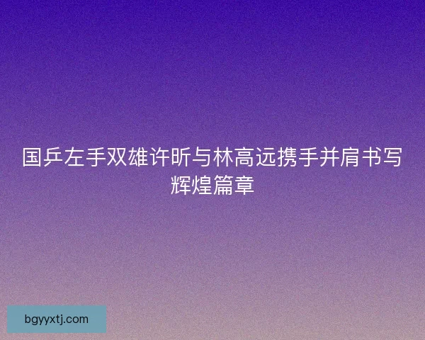 国乒左手双雄许昕与林高远携手并肩书写辉煌篇章