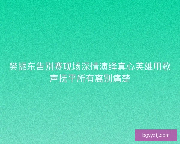 樊振东告别赛现场深情演绎真心英雄用歌声抚平所有离别痛楚